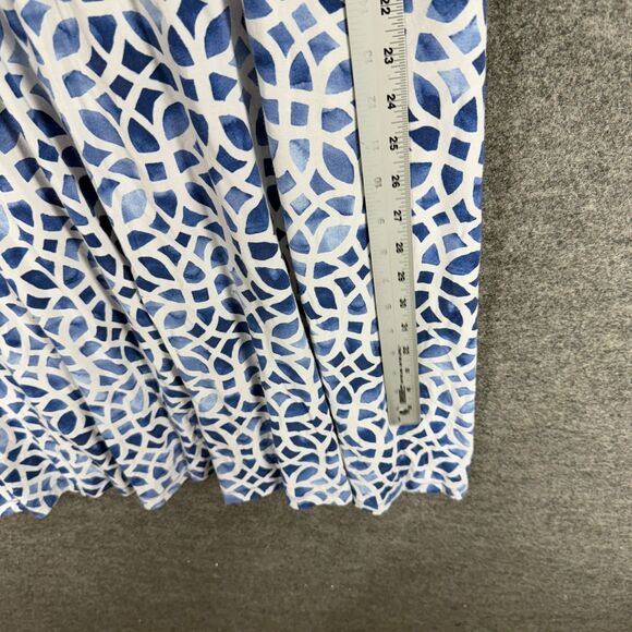 JM Collection Dress Women XL Blue Geometric Shift Midi V-Neck Sleeveless Rayon - Picture 5 of 7